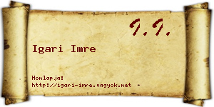 Igari Imre névjegykártya